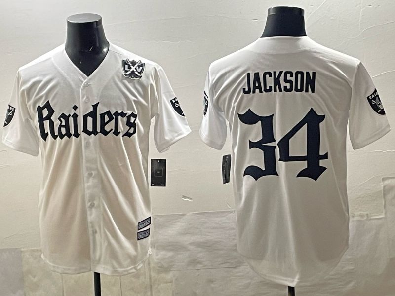 Men 2025 Oakland Raiders #34 Jackson white 6th generation Joint Name Nike Limited NFL Jersey style 09